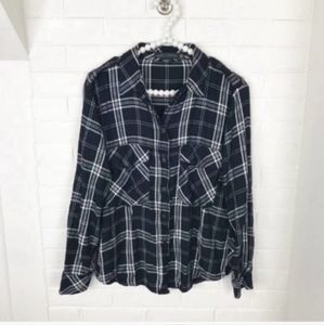 {Sanctuary} Black & White Plaid Button Down Top